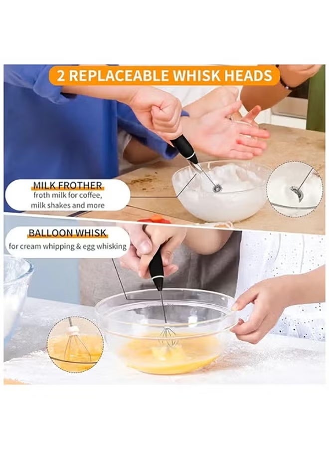 Rechargeable Coffee milk foam mixer 3-piece Rechargeable USB Electric Milk Frother, USB-Rechargeable Drink-Mixer With 2 Stainless Whisks, Frother For Cappuccinos, Hot Chocolate, Milkshakes, Egg Mix - Image 2